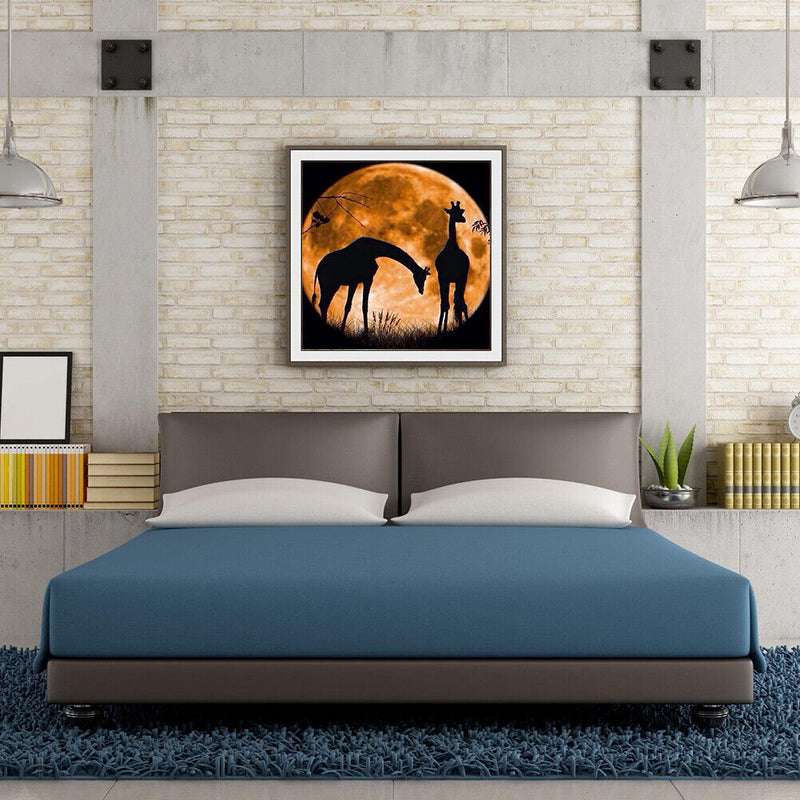 Full Round Drill Diamond Painting DIY Silhouette Giraffe Embroidery Mosaic Craft