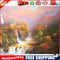 Frameless Oil Paint By Numbers Mountain Castle DIY Canvas Picture Craft Kit