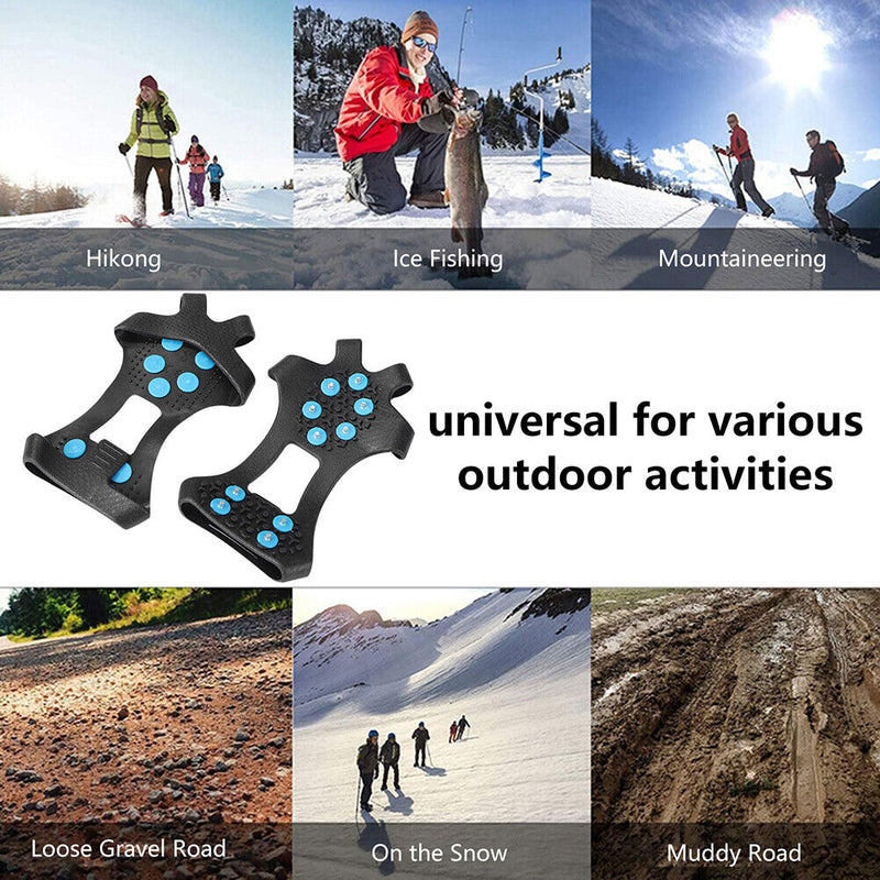 1 Pair 10 Teeth Snow Ice Claws w/ Nails Non-Slip Crampons Ice Gripper (XL)