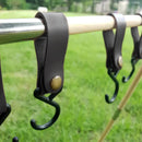 4pcs Leather Hook Camping Tripod Clothes Storage Hanger Holder Hiking Supplies
