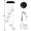 Yard Wind Chime Hummingbirds Patio Crystal Dog LED Solar Chime Discolored