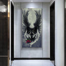 5D DIY Full Drill Round Shape Wing Wolf Rhinestone Diamond Drawing Home Decor