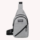 Double Zippers Solid Color Chest Bags Men Outdoor Sports Nylon Crossbody Bags