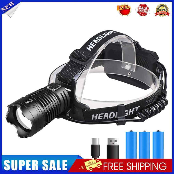 #A Portable XHP360 LED Headlamp USB Rechargeable Outdoor Waterproof Head Flashli
