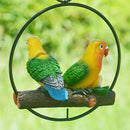 Perching On Metal Ring Birds Flower Branch Hanging Decoration Parrot Statue