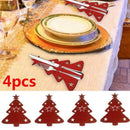 4PC Christmas Tree Cutlery Bag Unique Exquisite Cutlery Holder Party Y7Z6
