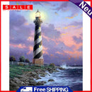 5D DIY Full Drill Round Shape Sea Tower Rhinestone Diamond Drawing for Home