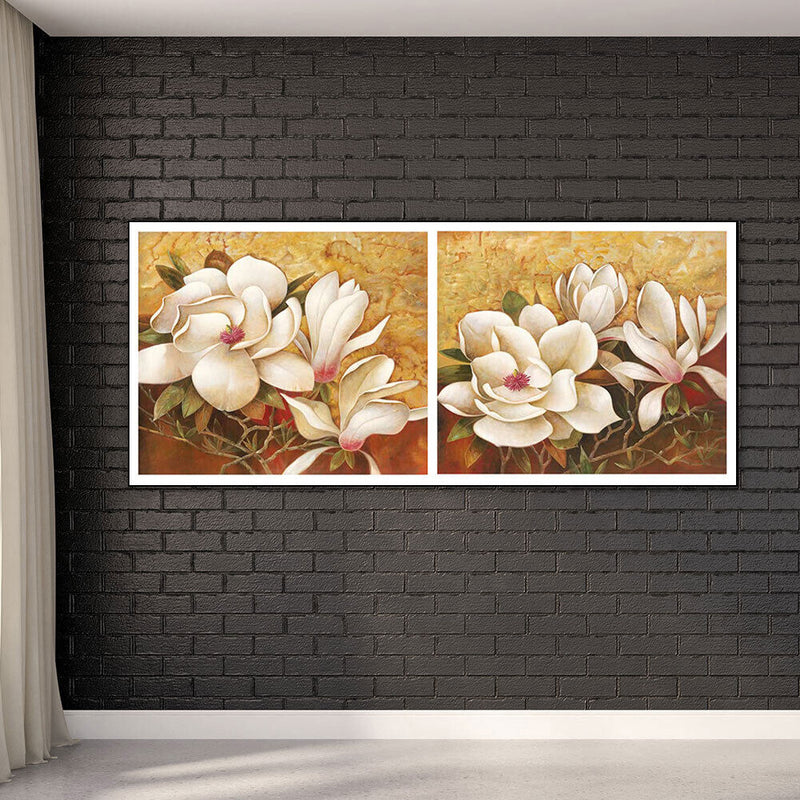 White Flower Oil Paint By Numbers Kits Canvas Picture Wall Art DIY Craft Decor