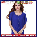 Plus Size Women Round Collar Blouse Bat Sleeves Clothing Casual Tops for Female