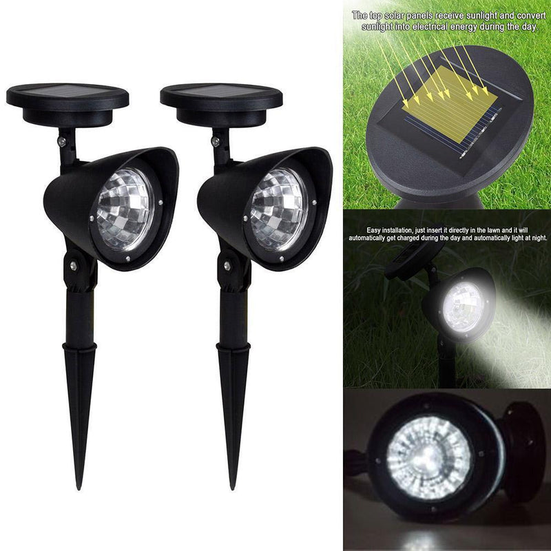 2pcs 3LED Solar Power Outdoor Landscape Headlights Lawn Way Garden Lights