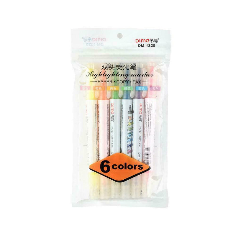 Dual Tip Highlighter Set 6 Pcs Gel Bible Highlighter Non-Bleeding Color T8F3