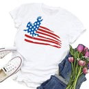 Independence Day Print Flag Tea T-Shirt (White XL)