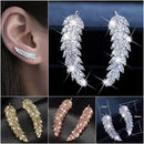 Charm Elegant Leaf Earrings Stud Earring Crystal Earrings Dangle Drop Earrings