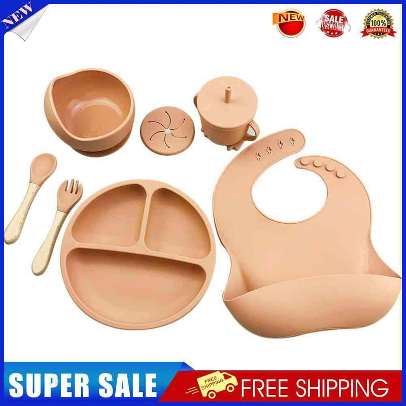6pcs Silicone Baby Feeding Anti Slip Plates for Food Kids Tableware (Orange