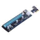 Blue PCI-E Express 1x to 16x Riser Card 6Pin USB 3.0 Cable for BTC Miner
