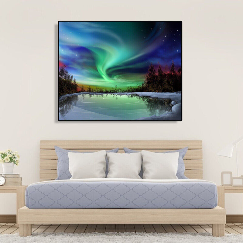 Painting By Numbers Aurora Hand Painted Canvas Oil Art Picture Crafts DIY Kit