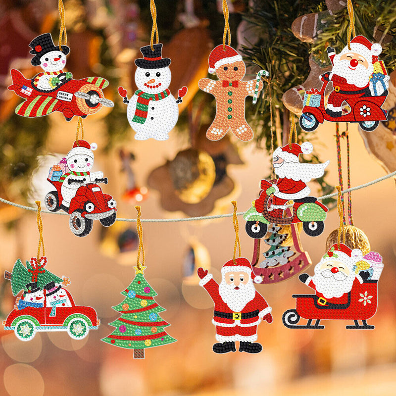 #A 10pcs Hanging Ornament Art Crafts 5D DIY for Kids Adults Cartoon Christmas Gi