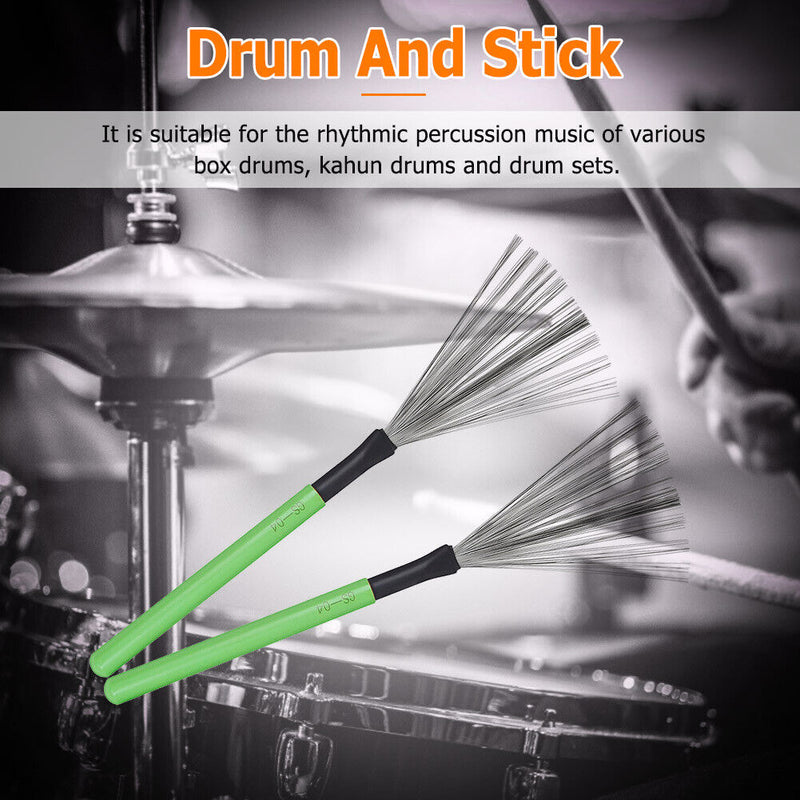 #A 2pcs Percussion Drum Sticks Metal Wire Drum Brushes Musical Instrument Parts