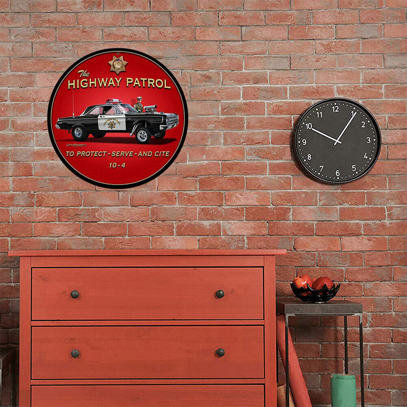 Highway Patrol Plate Round Metal Tin Sign Plate for Bar Pub Club Iron Painting