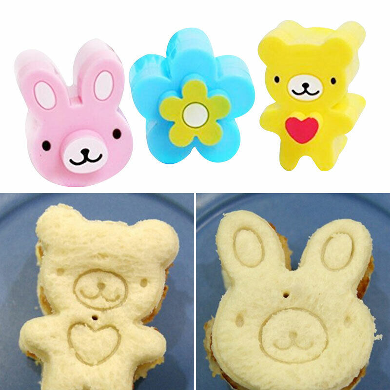 3x Mini Sandwich Cutters Shapes For Kids Plastic Bento Sandwich Cutters Molds ne