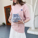 Daisy Flower Straw Weave Bucket Shoulder Bag Women Summer Crossbody Handbags
