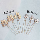 For Wedding Bridal Headpiece Women Hairpins Leaves Pins Clips Crystal Headwear