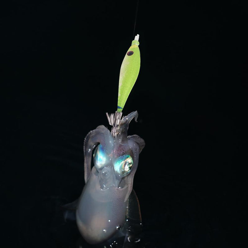 2pcs 7cm 4g Luminous Artificial Wood Shrimp Bait Hook Fishing Lures (Green)