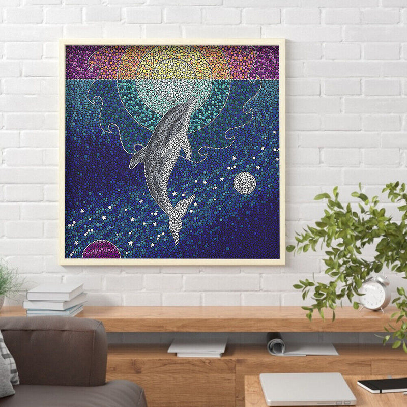5D DIY Full Special Shaped Drill Diamond Painting Dolphin Animal for Decor Newly