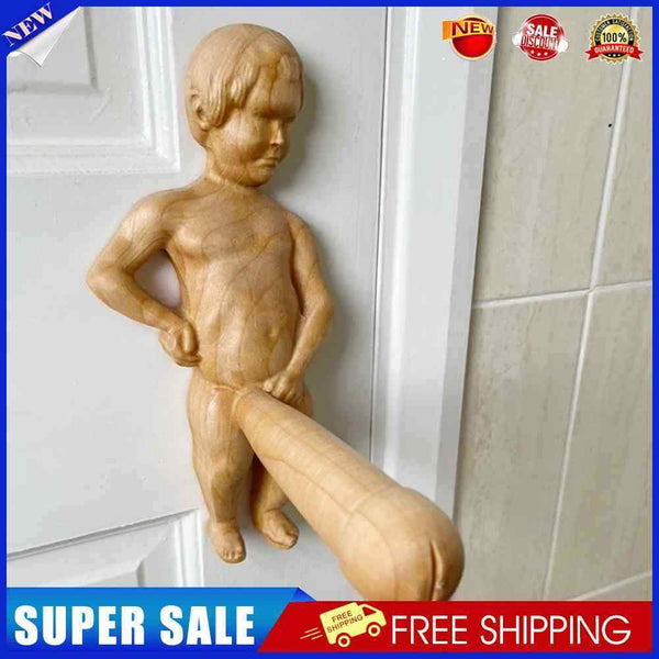 Creative Toilet Paper Roll Holder Statue Funny Wood Boy Shape Tissue Towel Stand
