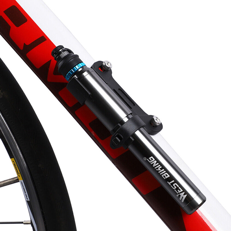 WEST BIKING Bicycle Mini Pump Presta/Schrader Valve Tire Inflator (Grey) Newly