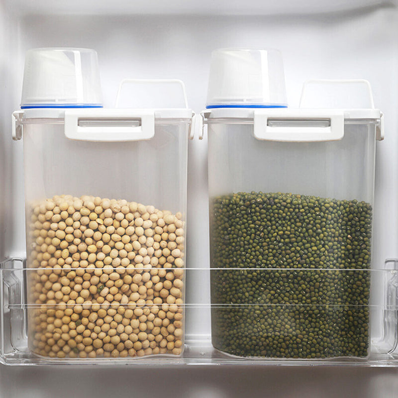 Kitchen Rice Bucket Plastic Transparent Grains Can Moisture-proof Sealed Storage