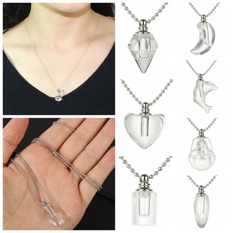 Wishing Bottle Pendant Perfume Jar Pendant Crystal Vial Necklace Lucky Charm