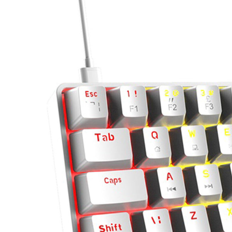 T60 Mechanical Gaming Keyboard Blue Switch 62 Key Keyboard for PC (White)