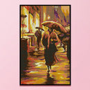 14CT Full Cross Stitch Walking in Rain Stamped DIY Printed Embroidery Kits