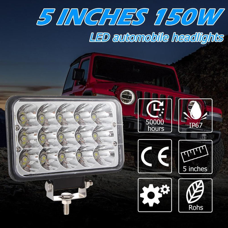 150W 4x6 LED Offroad Headlight Hi/Low Sealed Beam Light for Wrangler Truck Newly