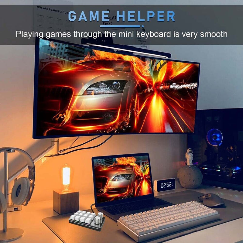Macro Custom Wired Gaming Keyboard Programmable Mechanical Keypad (White)