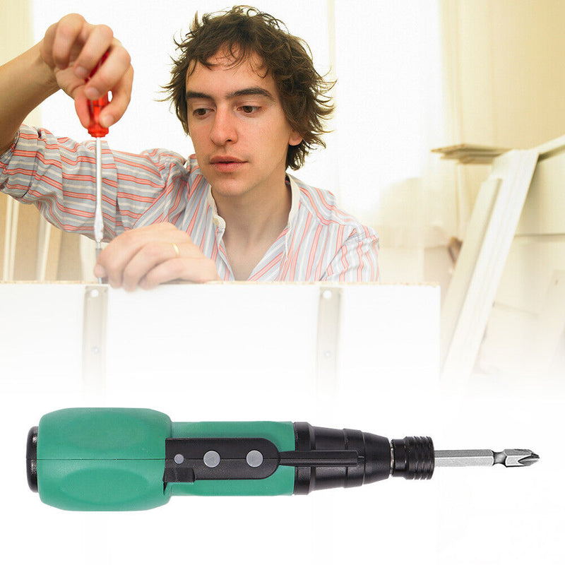 LED Anti-Slip Rod Handle Electric Screwdriver Kit Torque USB Drill (Green)
