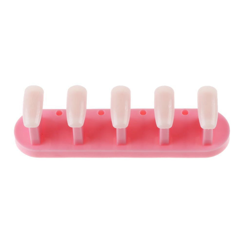 3 in 1 Nail Holder Practice Training Display Stand w/15pcs Nail Tips (Pink)