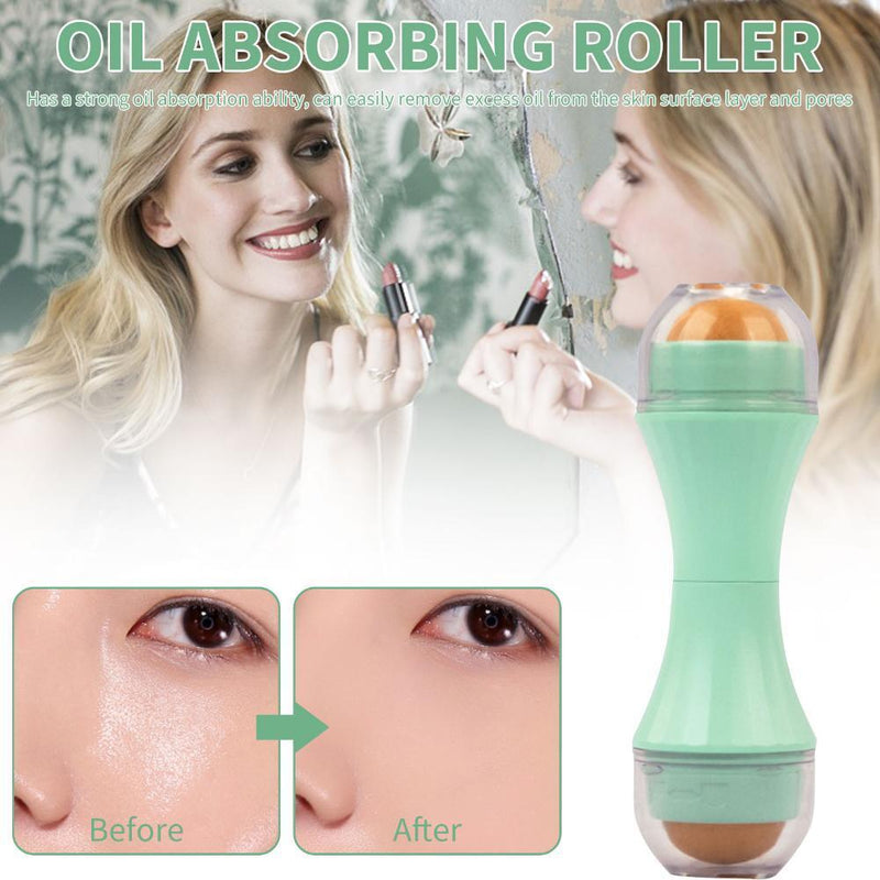 Oil Absorbing Volcanic Roller - Reusable Oil Skin Control Roller (Green)