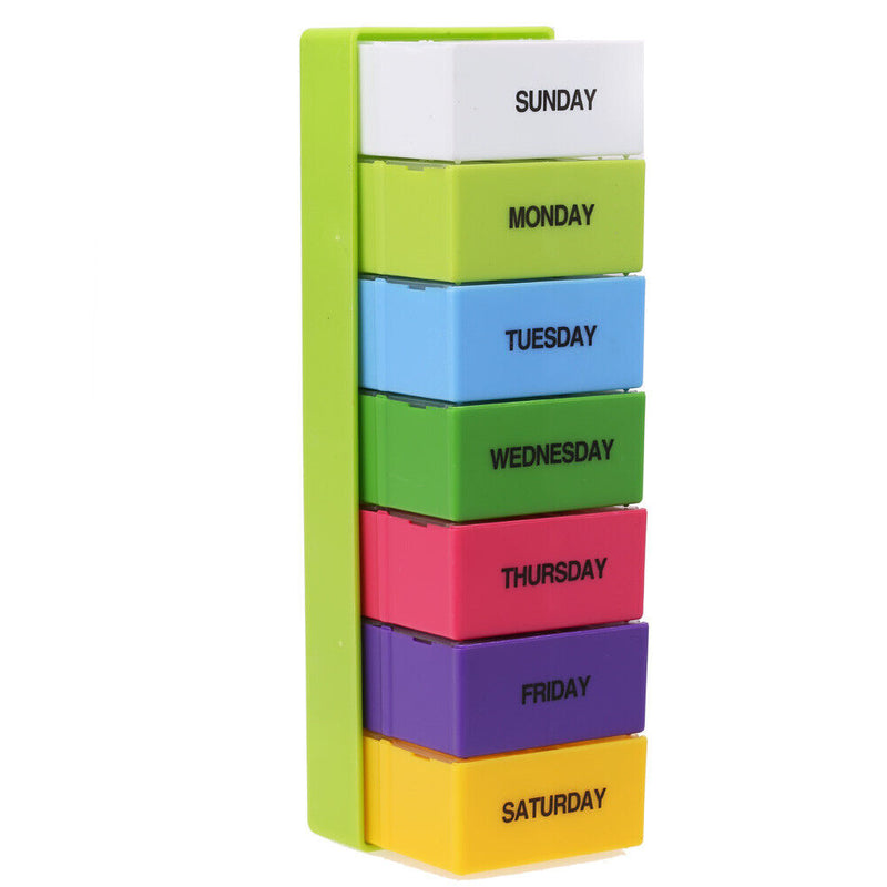 Plastic Portable Pill Box Weekly 7 Days Colorful Holder 28 Slot Medicine