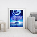 Frameless Painting By Number Moon Tree Reflection DIY Handmade Drawing On Canvas