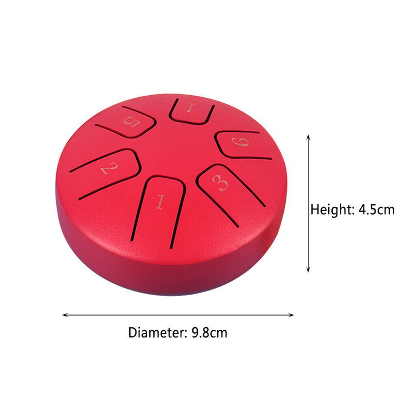 #A 6 Tone Mini Hand Pan Drums Portable 3.8 Inch Handheld Drum Funny with Drumsti
