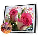5D DIY Diamond Painting Pink Rose Full Round Drill Mosaic Rhinestone Crafts D