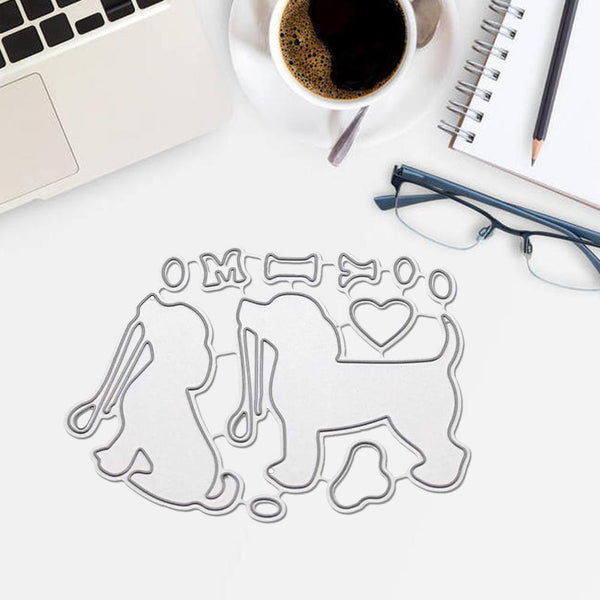 Adorable Dog Metal Cutting Template Card Making Stencil Decoration O7Q2