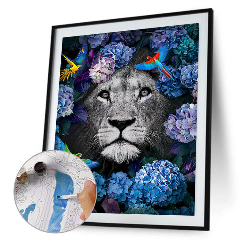 Animal in the Grass Oil Paint By Numbers Kit DIY Acrylic Painting on Canvas A