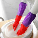 1 Pair Latex Plush Washing Cleaning Gloves Warmer Long Waterproof Household M7K4