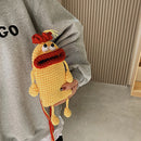 Cartoon Mobile Phone Handbag Sausage Mouth Crochet Crossbody Bag (Yellow)
