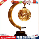 LED Moon Sepak Takraw Lamp Handmade Hemp Rope Wrought Iron Night Light Home