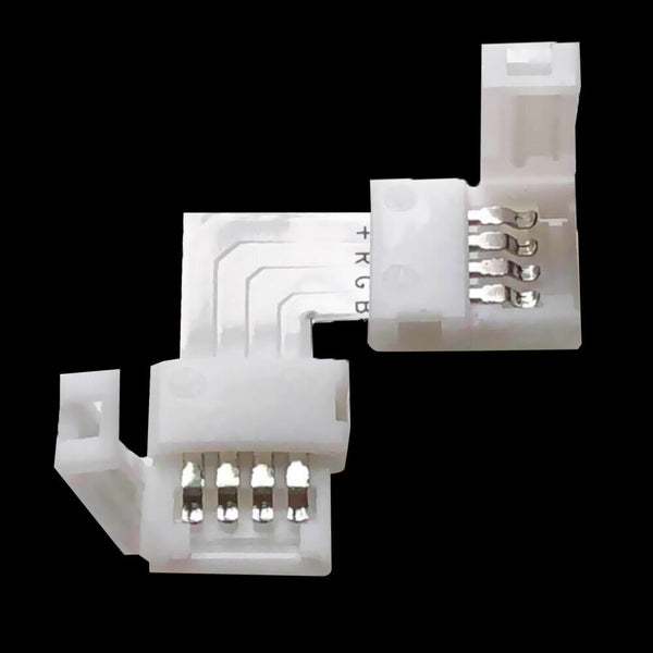 10Pcs 10mm RGB 4 Pin L Shape 90 Degree Solderless Connectors For 5050 12V LED