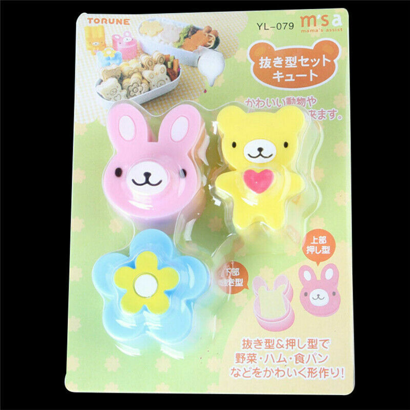 3X Sandwich Crust Cutter Cookie Bread Cake Toast Mold Rabbit Bear Flower Q4B0